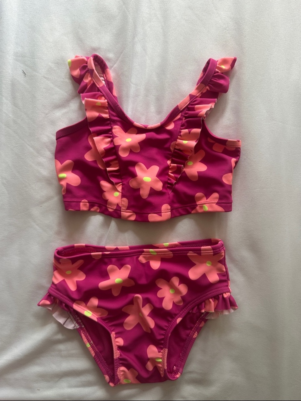 GAP Hot Pink Floral Ruffle Two-Piece Swim Set